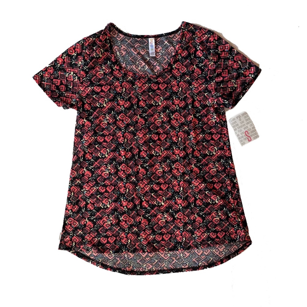 LLR Classic T Black with Pink White + Blue Print